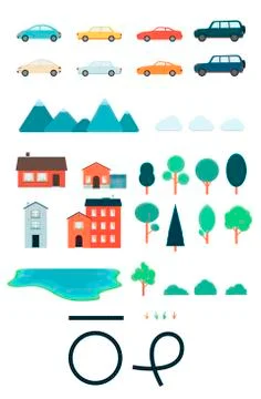 Vector country side cityscape constuction icon set Stock Illustration