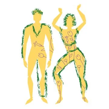 Vector couple in brush and lines style . Editable illustration Illustrazione stock