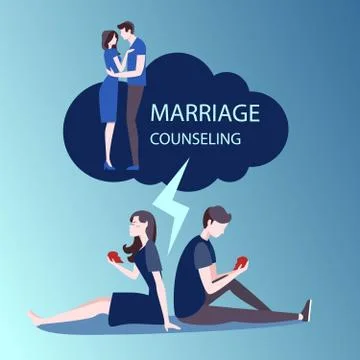 Vector of a couple going through difficult times in need of marriage counseli Stock Illustration