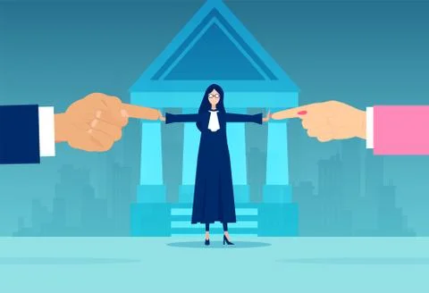 Vector of a couple having relationship difficulties being moderated by a judg Stock Illustration