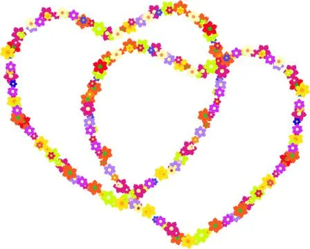 Vector couple of hippy hearts made of flowers Illustrazione stock