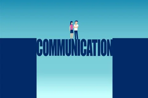 Vector of a couple solving all misunderstandings standing on a communication  스톡 일러스트