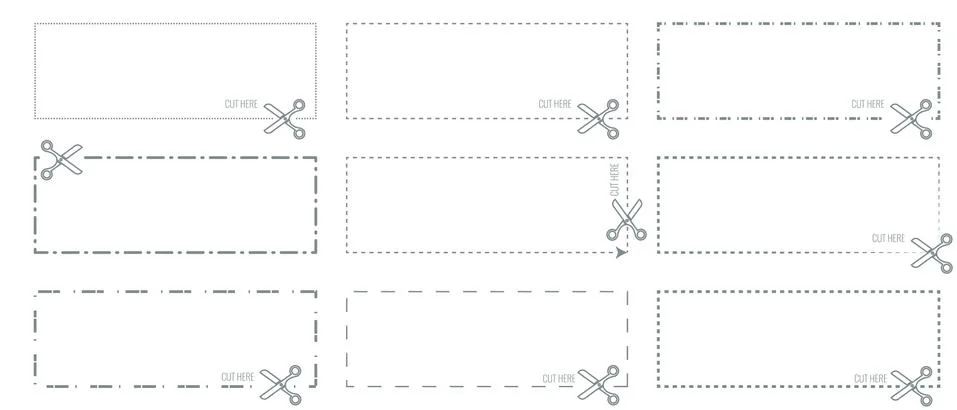 Vector Coupon template with cut out dashed or dotted lines and scissors arrow Stock Illustration