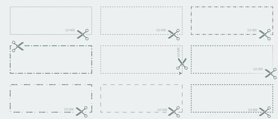 Vector Coupon template with cut out dashed or dotted lines and scissors arrow Stock Illustration
