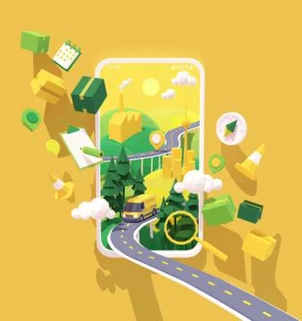 Vector courier delivery service app illustration Stock Illustration