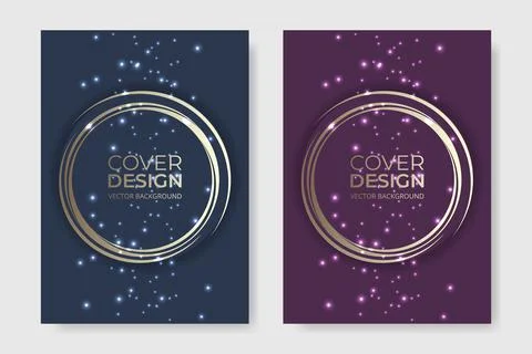 Vector cover design. Abstract gray purple and gold luxury elegant brochure in A4 Illustrazione stock