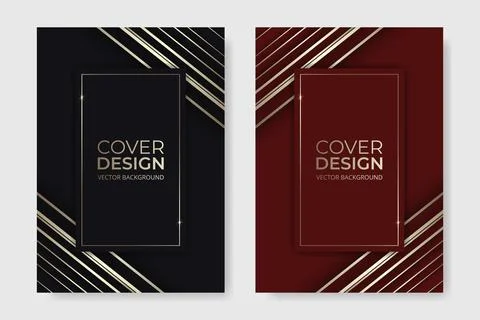Vector cover design. Abstract red black and gold luxury elegant brochure in A4 Stock Illustration