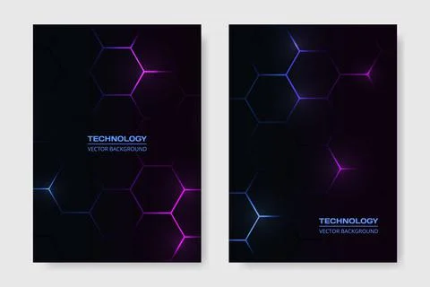 Vector cover design. Blue hexagonal medical brochure in A4 size flyer design Stock Illustration