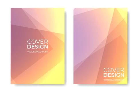 Vector cover design. Purple and yellow soft color brochure template in A4 size Stock Illustration