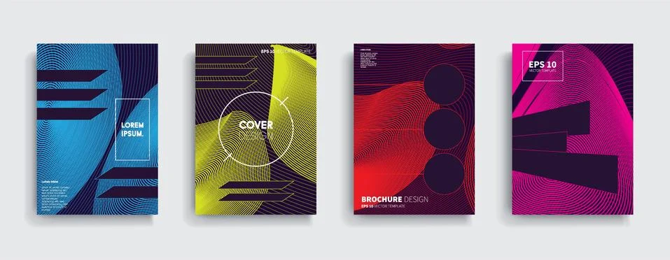 Vector cover designs. Future Poster template. Smartphone modern background set. Illustrazione stock