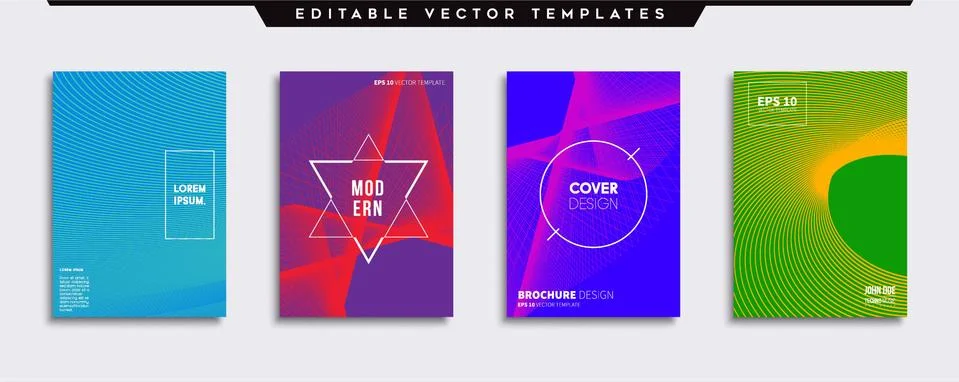 Vector cover designs. Future Poster template. Smartphone modern background set. Illustrazione stock