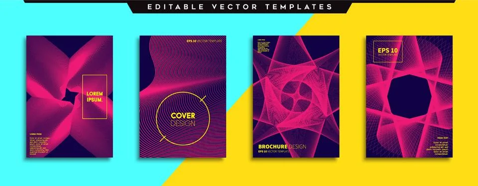 Vector cover designs. Future Poster template. Smartphone modern background set. Illustrazione stock