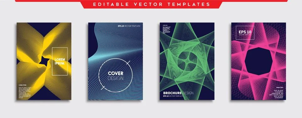 Vector cover designs. Future Poster template. Smartphone modern background set. Illustrazione stock