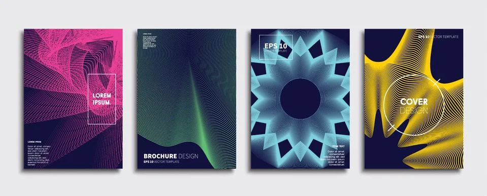 Vector cover designs. Future Poster template. Smartphone modern background set. Illustrazione stock
