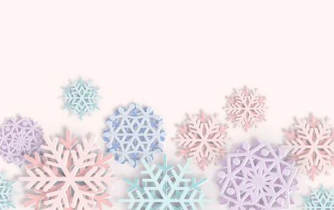 Vector cover with Paper cut art Snowflakes. Layered realistic snow flake winter Stock Illustration