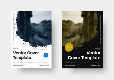 Vector cover template with round grunge elements for photo Stock Illustration