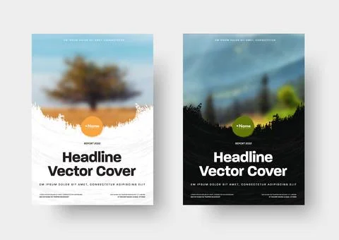 Vector cover template with round grunge elements for photo. Report design in  Stock Illustration