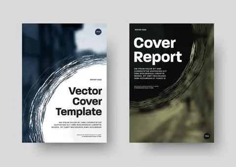 Vector cover template with round grunge elements for photo. Report design in  Stock Illustration