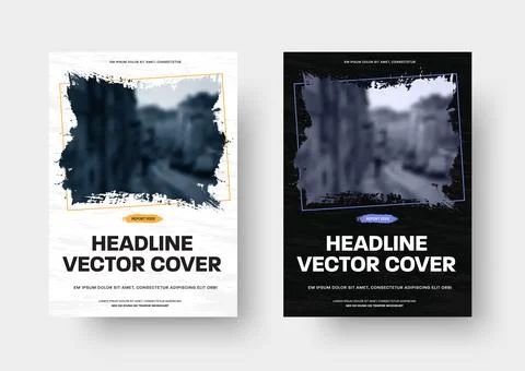 Vector cover template with square grunge elements for photo. Stock Illustration