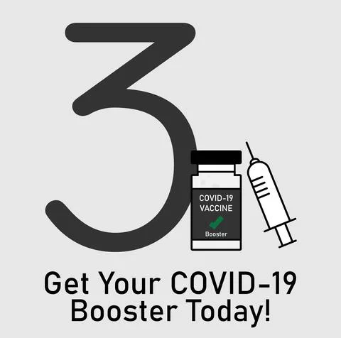Vector for COVID-19 Booster shot showing vaccine bottle and needle. Stock Illustration