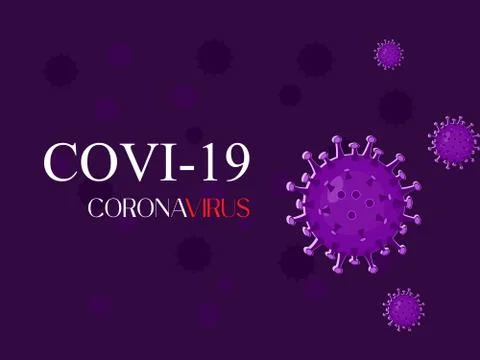 Vector Covid 19 coronavirus message on a background with a purple virus cell 스톡 일러스트