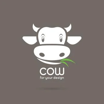 Vector of a cow face with grass on brown background. Farm Animals. Stock Illustration