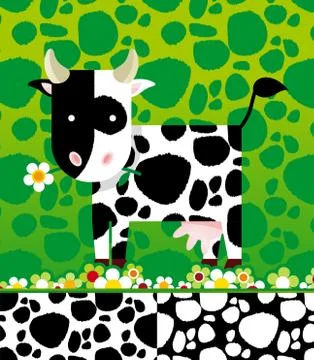 Vector Cow Illustration and Pattern Stock Illustration