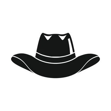 Vector cowboy hat black simple icon isolated on white Stock Illustration