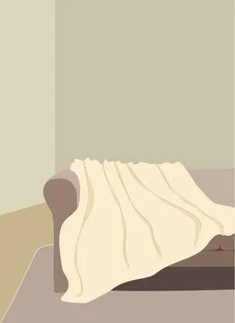 Vector Cozy sofa with a plaid or blanket. Stock Illustration