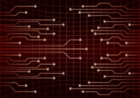 Vector cpu computer technology, electronic concept. red circuit board . Eps 10 Stock Illustration