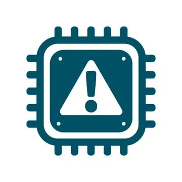 Vector CPU icon with alert sign cyber security Stock Illustration