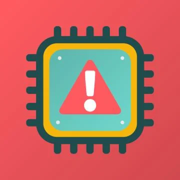 Vector CPU icon with alert sign cyber security Stock Illustration