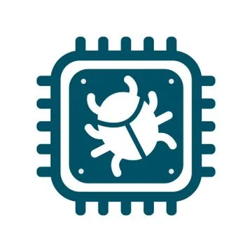 Vector CPU icon with computer bug sign Stock Illustration