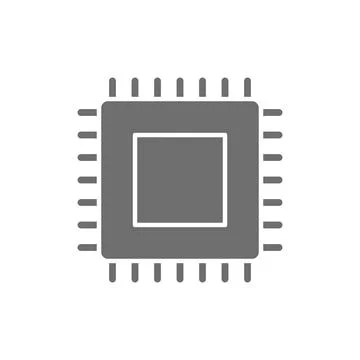 Vector CPU microprocessor, computer chip grey icon. Stock Illustration