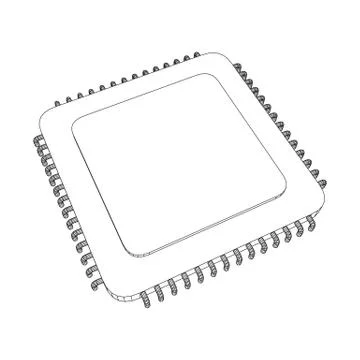 Vector CPU wireframe Stock Illustration