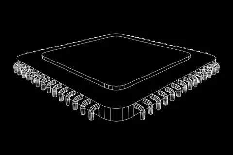 Vector CPU wireframe Stock Illustration