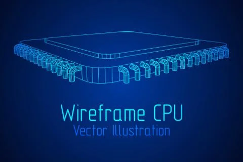 Vector CPU wireframe Stock Illustration