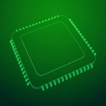 Vector CPU wireframe Illustrazione stock