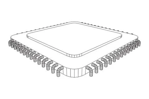 Vector CPU wireframe Stock Illustration
