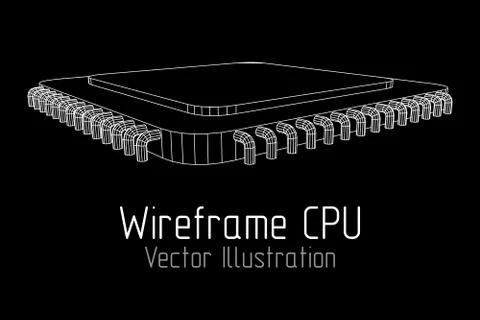 Vector CPU wireframe Stock Illustration