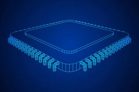 Vector CPU wireframe Stock Illustration