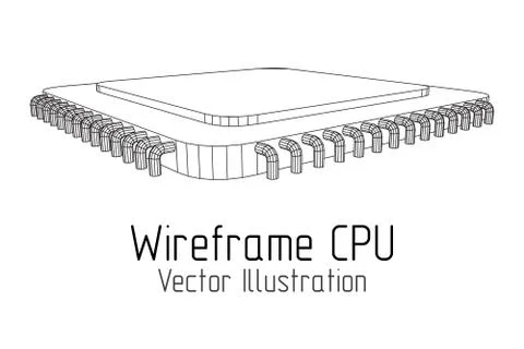 Vector CPU wireframe Illustrazione stock