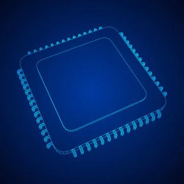 Vector CPU wireframe Stock Illustration