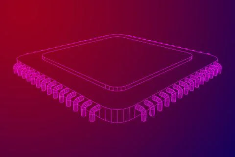 Vector CPU wireframe Illustrazione stock