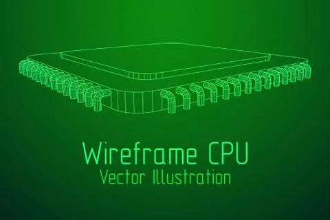 Vector CPU wireframe Stock Illustration