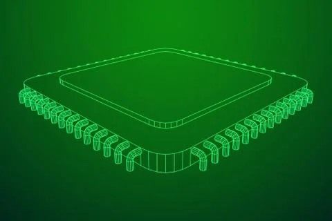 Vector CPU wireframe Stock Illustration