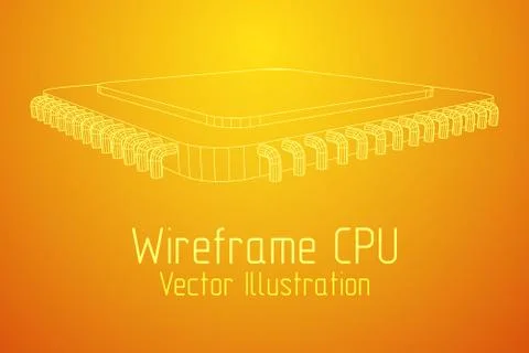 Vector CPU wireframe Stock Illustration
