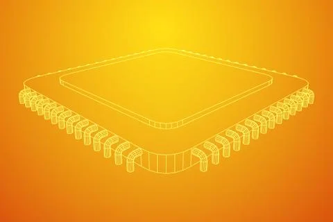 Vector CPU wireframe Illustrazione stock