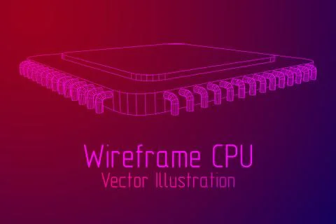 Vector CPU wireframe Stock Illustration