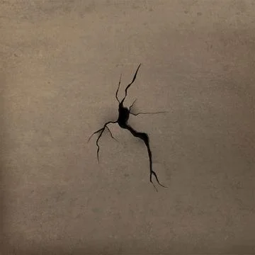 Vector cracked brown surface with a hole. Realistic textured concrete wall with Stock Illustration